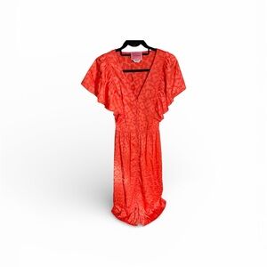 Kate Spade Womens Dress Red 14 Floral Poppy Field Jacquard V-Neck Button